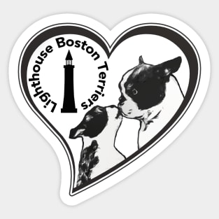 Lighthouse Boston Terriers, Black Designs Sticker